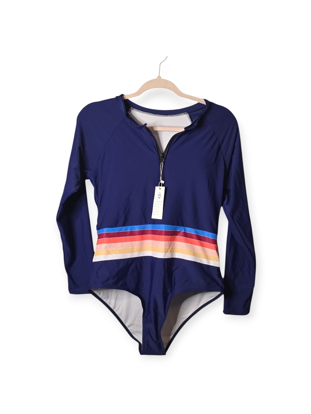 Women's NWT Beachsissi‎ one piece, long sleeve, front zip swimsuit, size XL